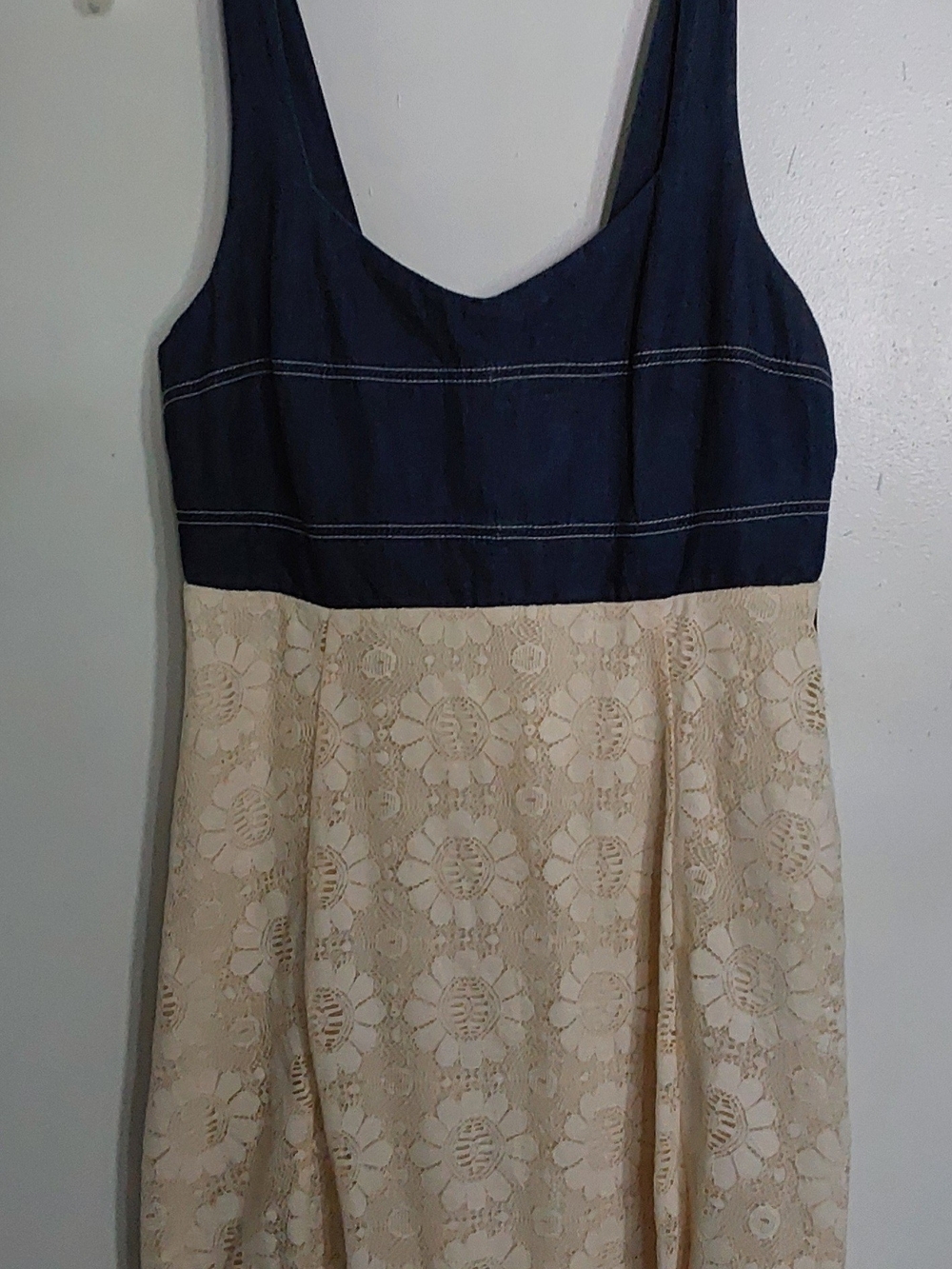 My Michelle Navy Bodice with Cream Lace Midi
